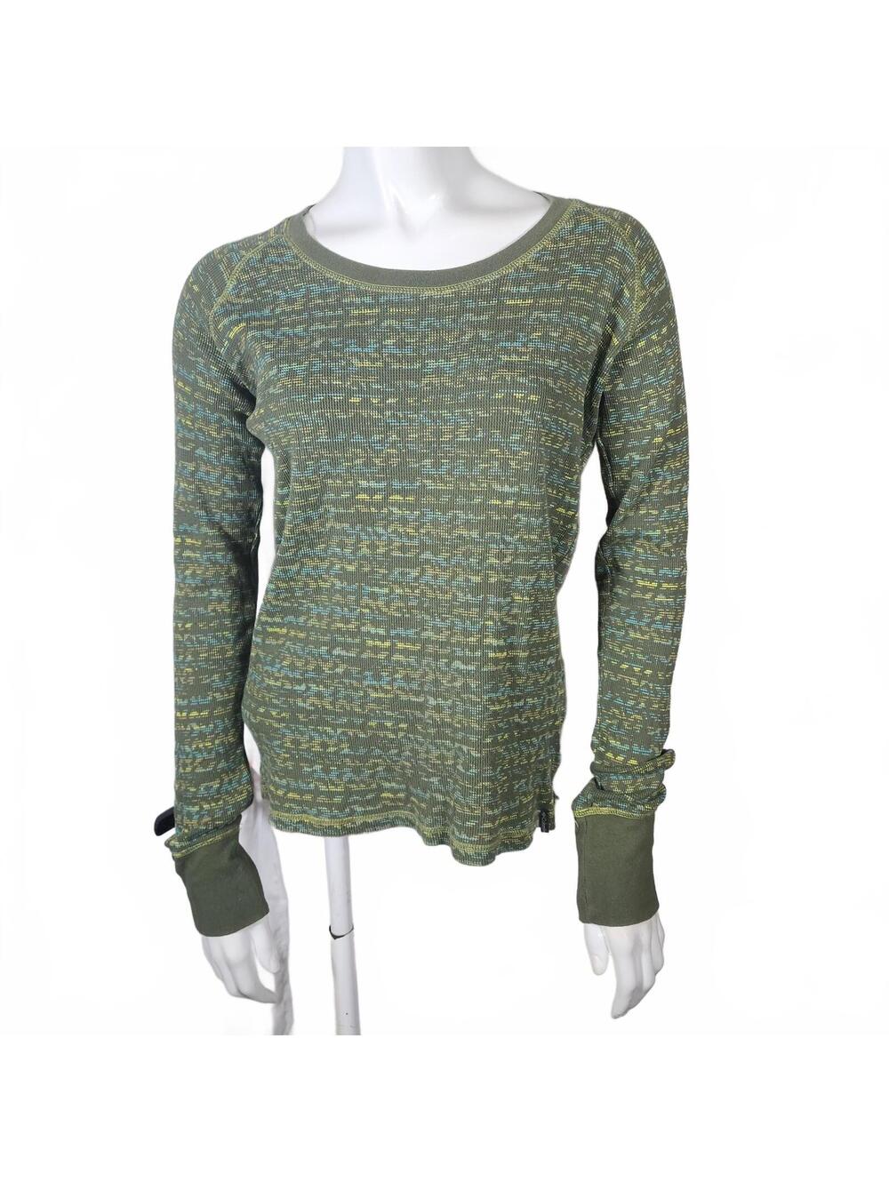 Columbia Women's Long Sleeve Thermal Shirt Medium Green Patterned - Picture 3 of 6